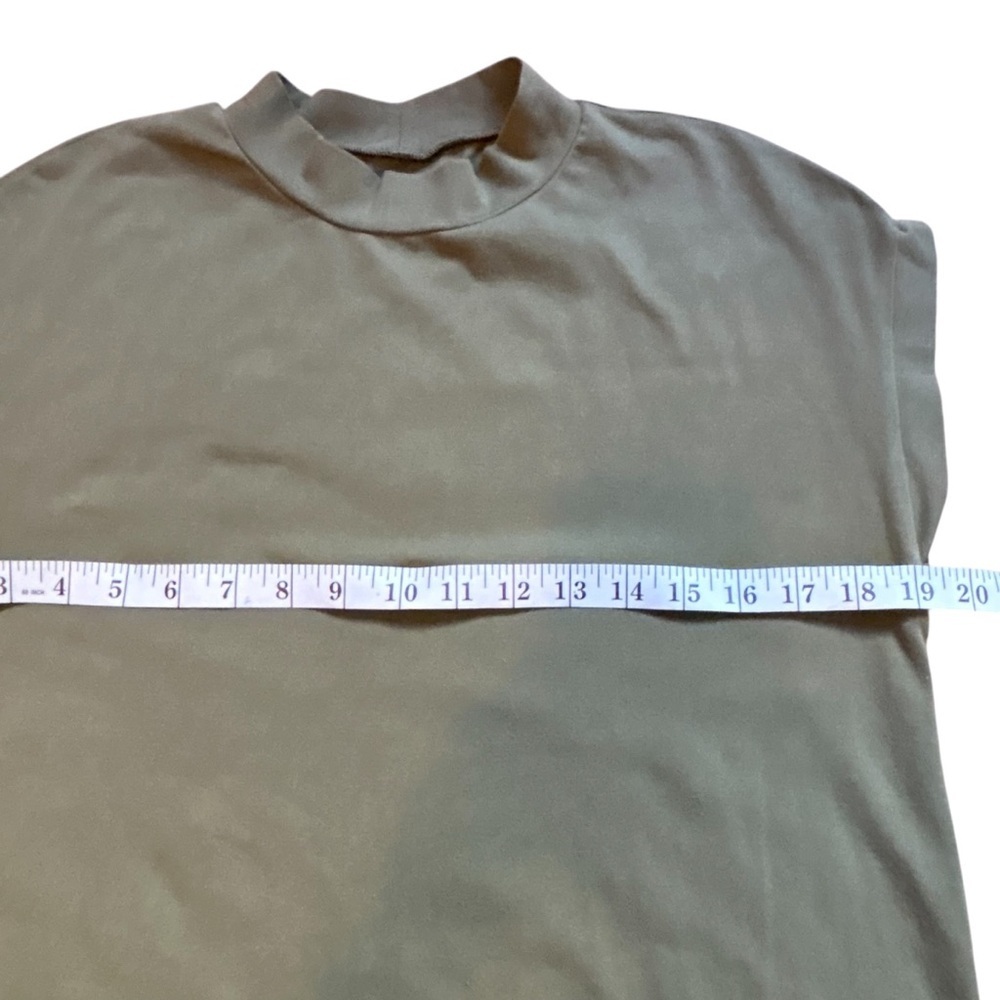 Eileen Fisher | Traceable Organic Cotton Stretch Mock Neck Dress in Olive - Picture 7 of 11